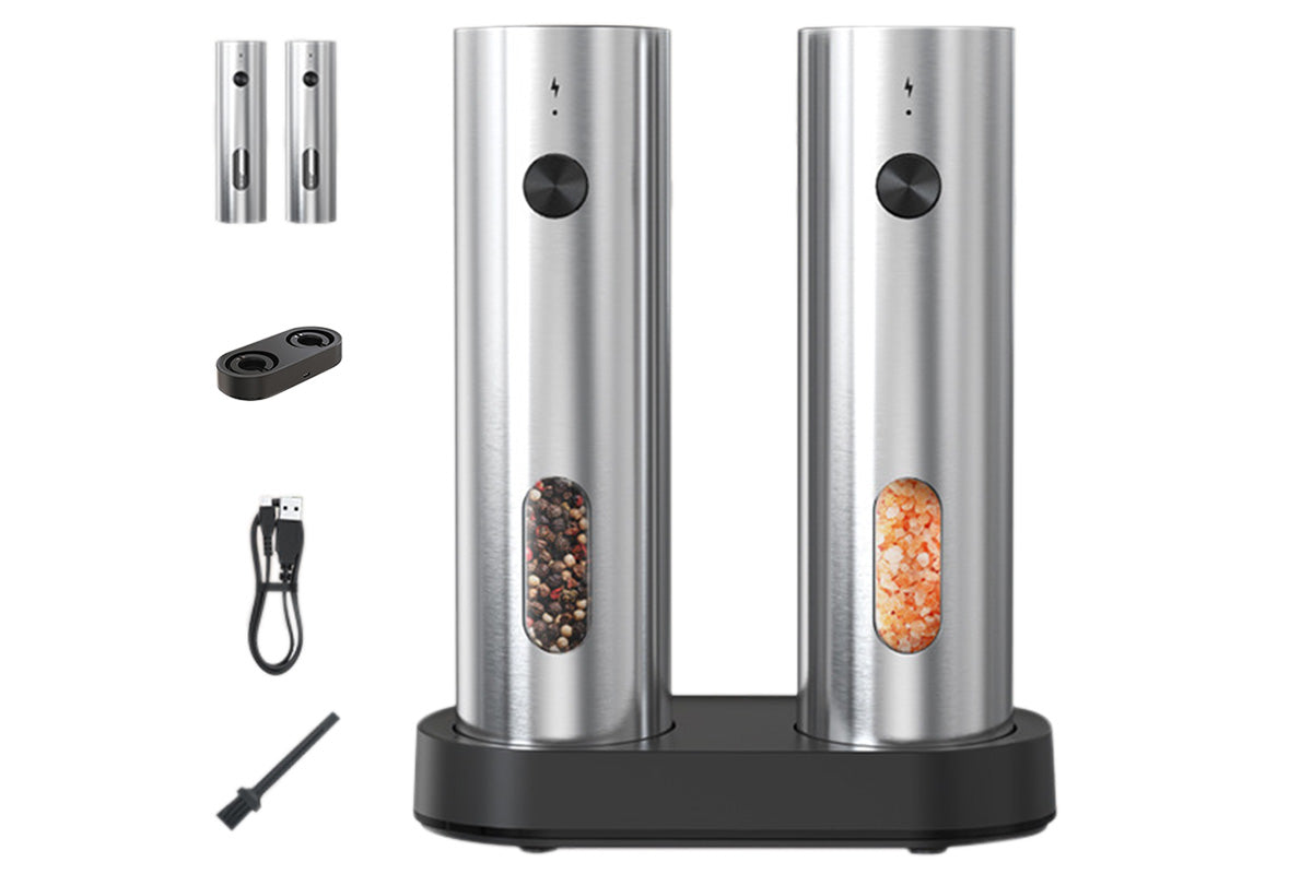 2Pcs Salt and Pepper Grinder Set Stainless Steel Salt and Pepper Shakers for Kitchen