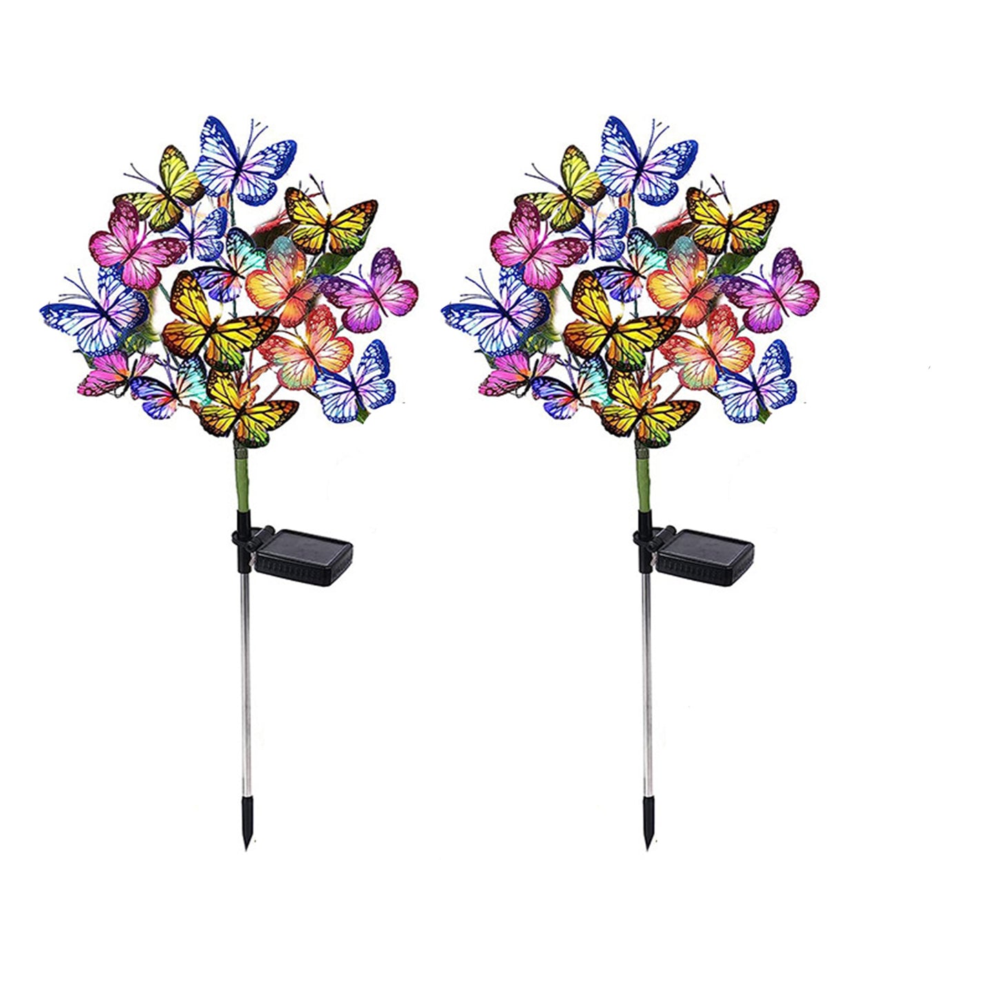 2 Pack Solar Powered 42 LEDs Butterfly Lights Garden Stake Lights