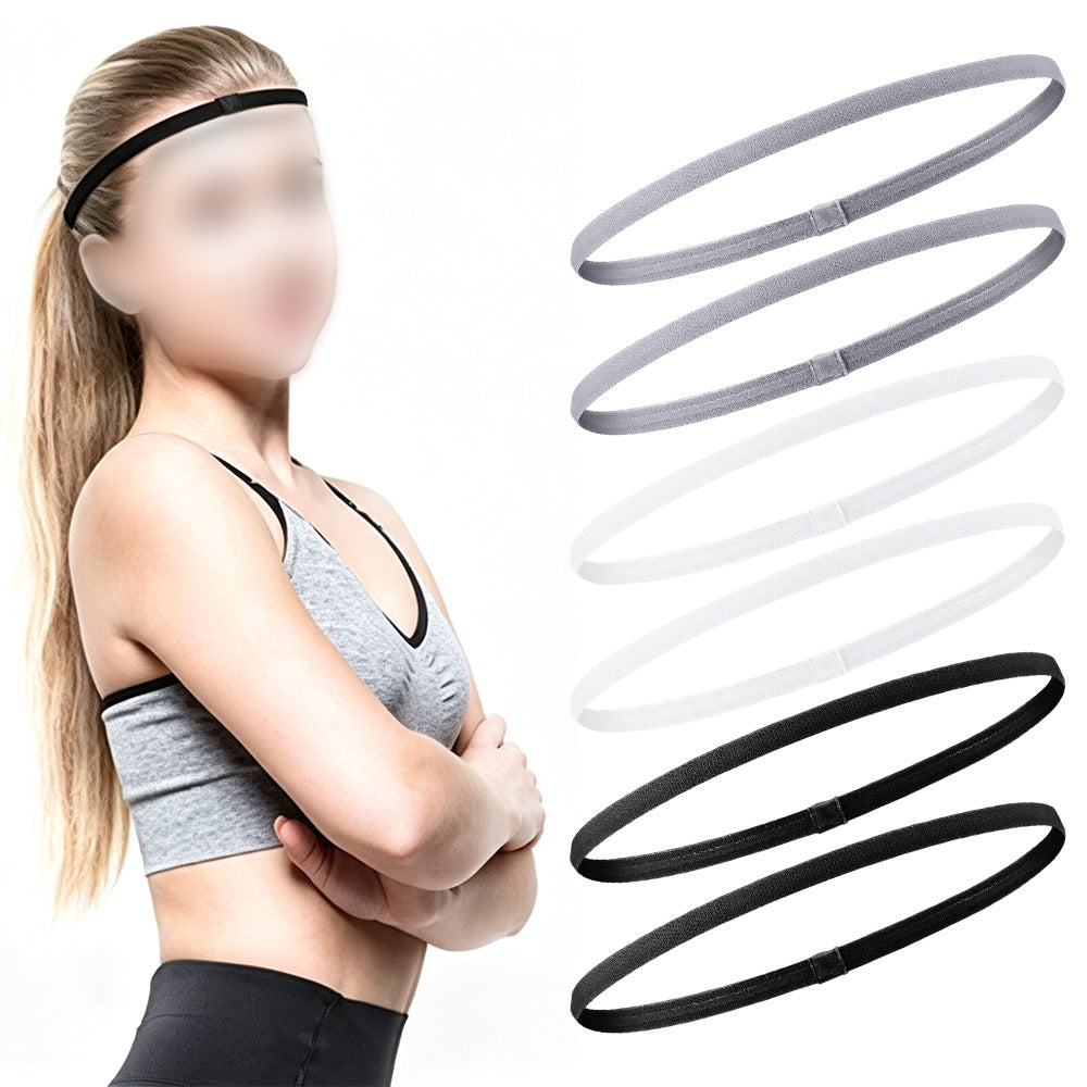 6 Pack Elastic Sports Headbands for Men and Women Running Fitness