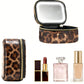 PU Leather Makeup Case Lighted Mirror LED Travel Cosmetic Organizer