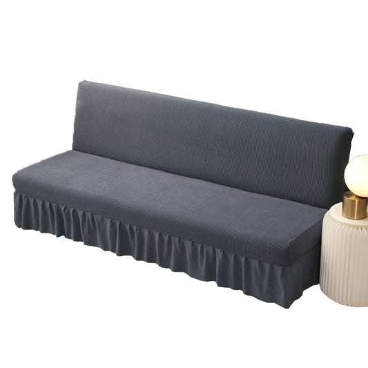 Armless Couch Cover with Skirt Ruffled Stretch Sofa Cover