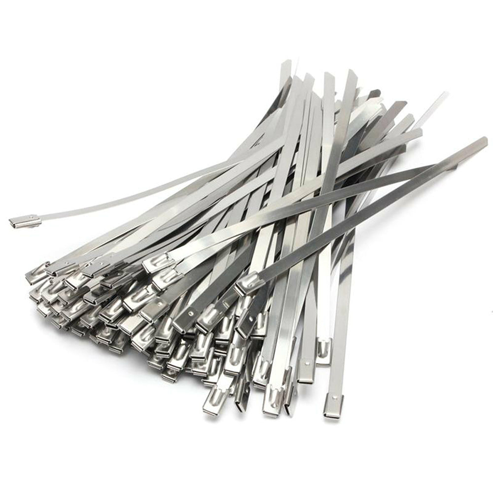 100Pcs 304 Stainless Steel Self-Locking Cable Ties 0.46 cm Wide 15 or 30 cm