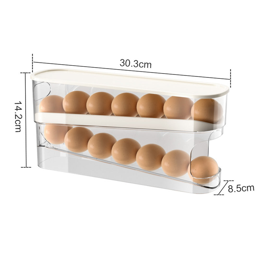 Auto Rolling Fridge Egg Organizer Space Saving Eggs Dispenser for Refrigerator Storage