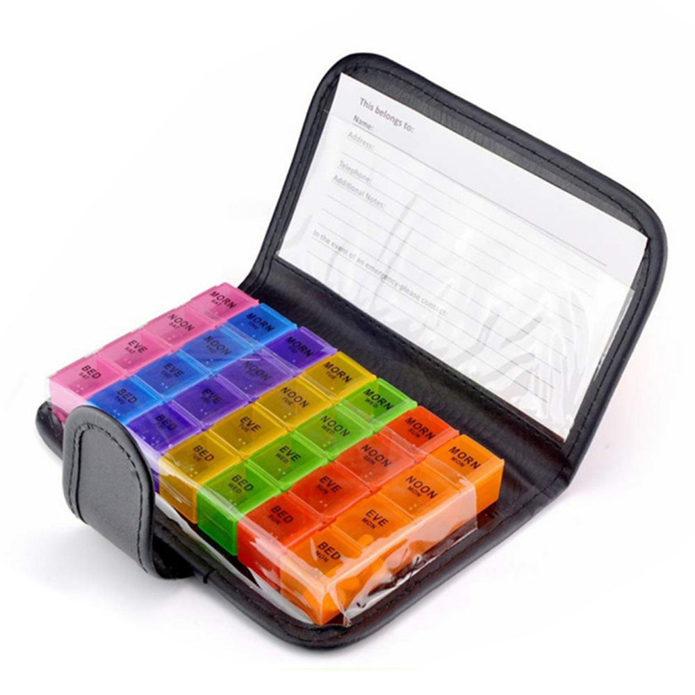Weekly Pill Organizer Individual Medicine Containers for Vitamins Supplements