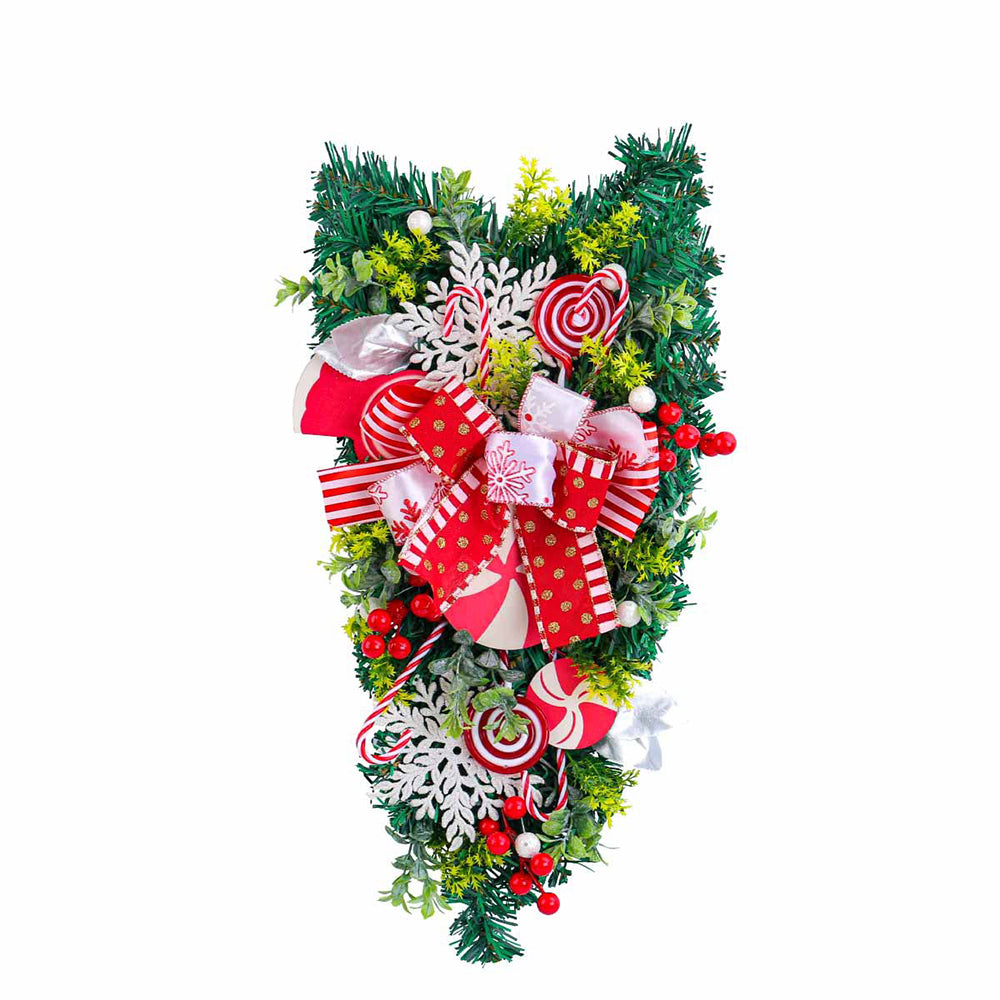 25x6x50cm Christmas Wreath Candy Cane Ornament Hanging Xmas Door Wall Decor