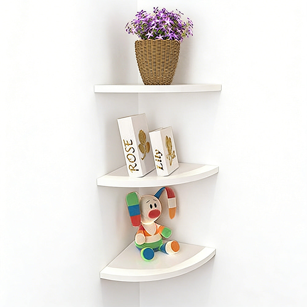 No-Drill Floating Corner Shelf Set for Wall Storage