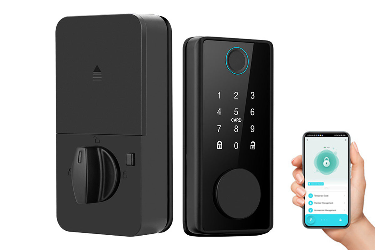 Keyless Smart Door Lock Fingerprint Password Card App Control Auto Lock