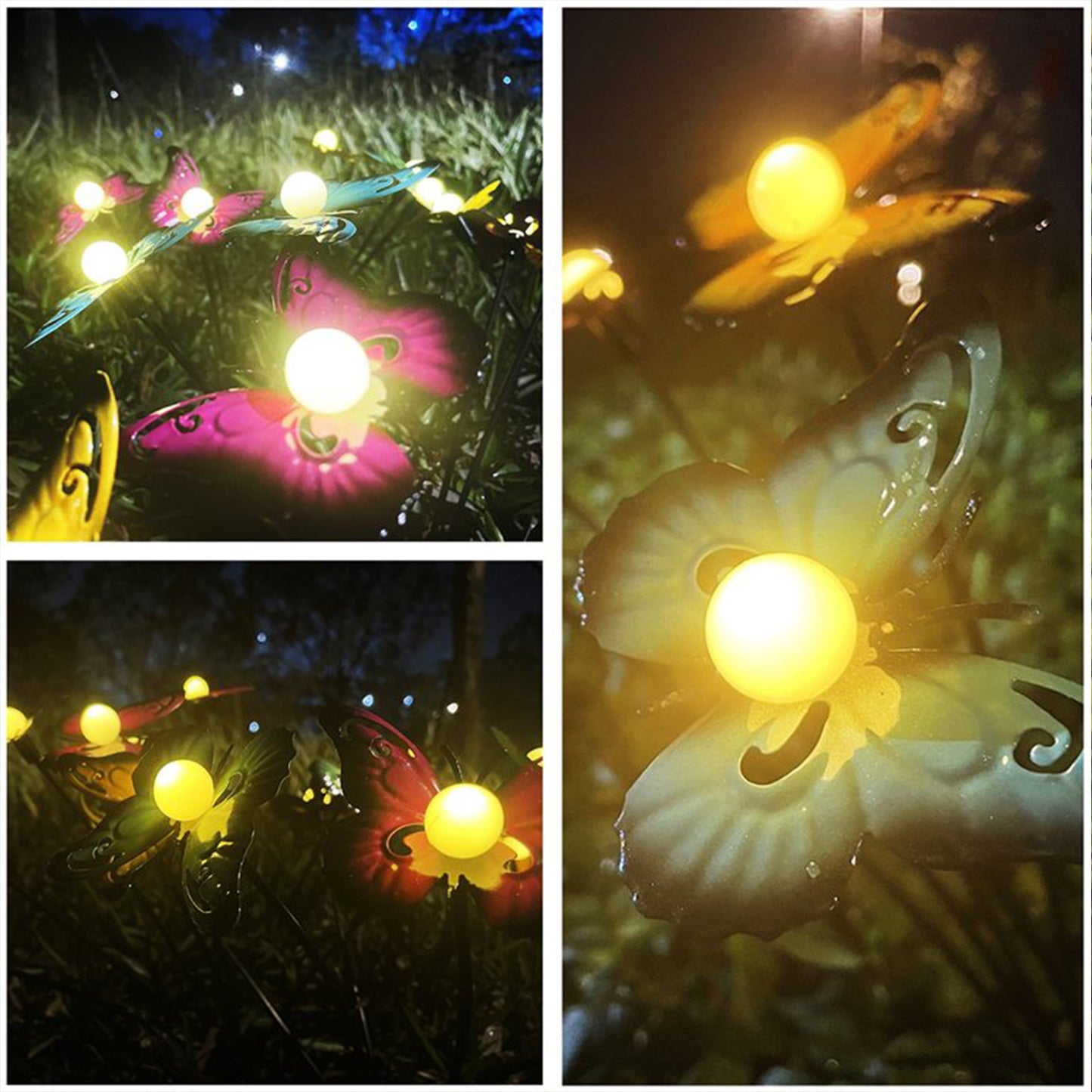 2Pcs 10-LED Solar Butterfly Decorative Lights Solar Powered Stake Lights