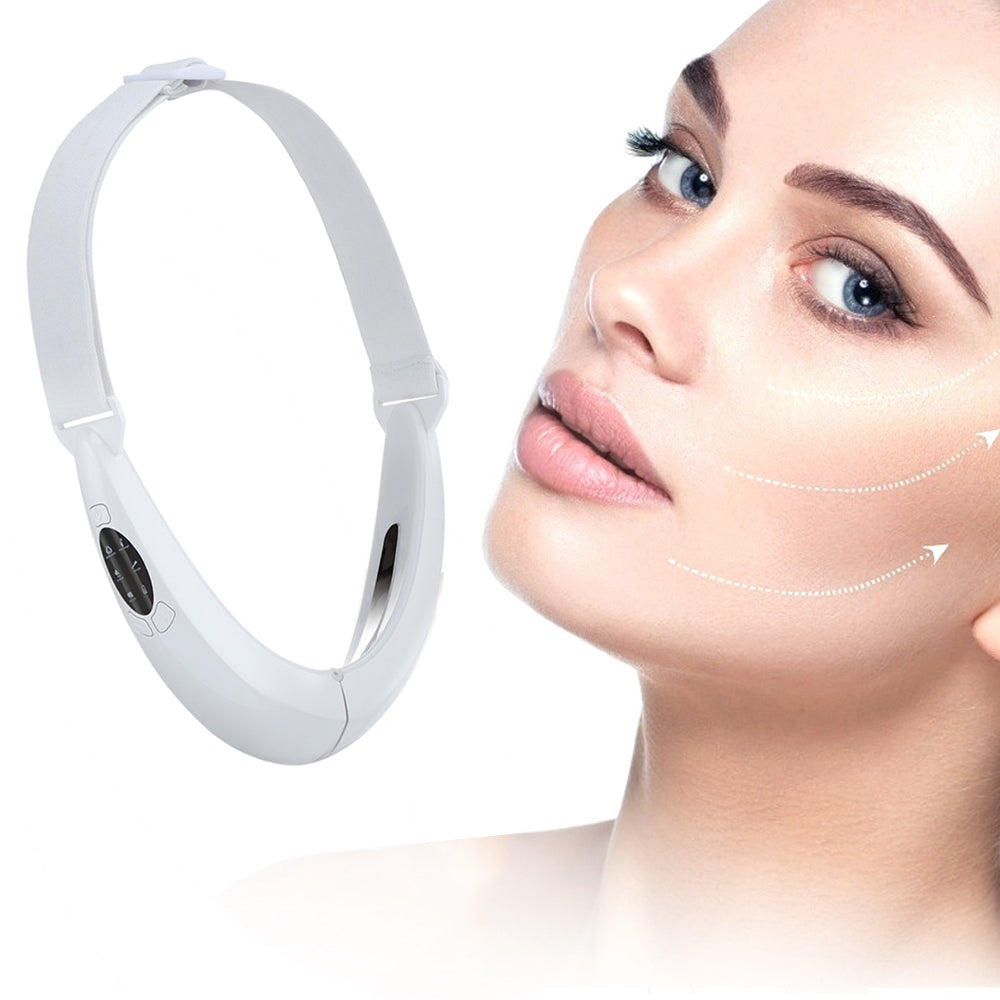 EMS Microcurrent V-Face Slimming Device with Red Blue Light and Adjustable Lift Band