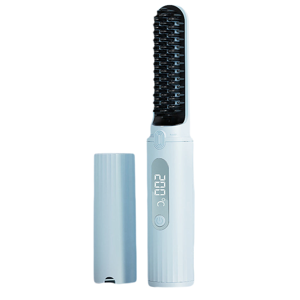 Portable Cordless Electric Hair Straightener Brush USB Rechargeable Heated Comb