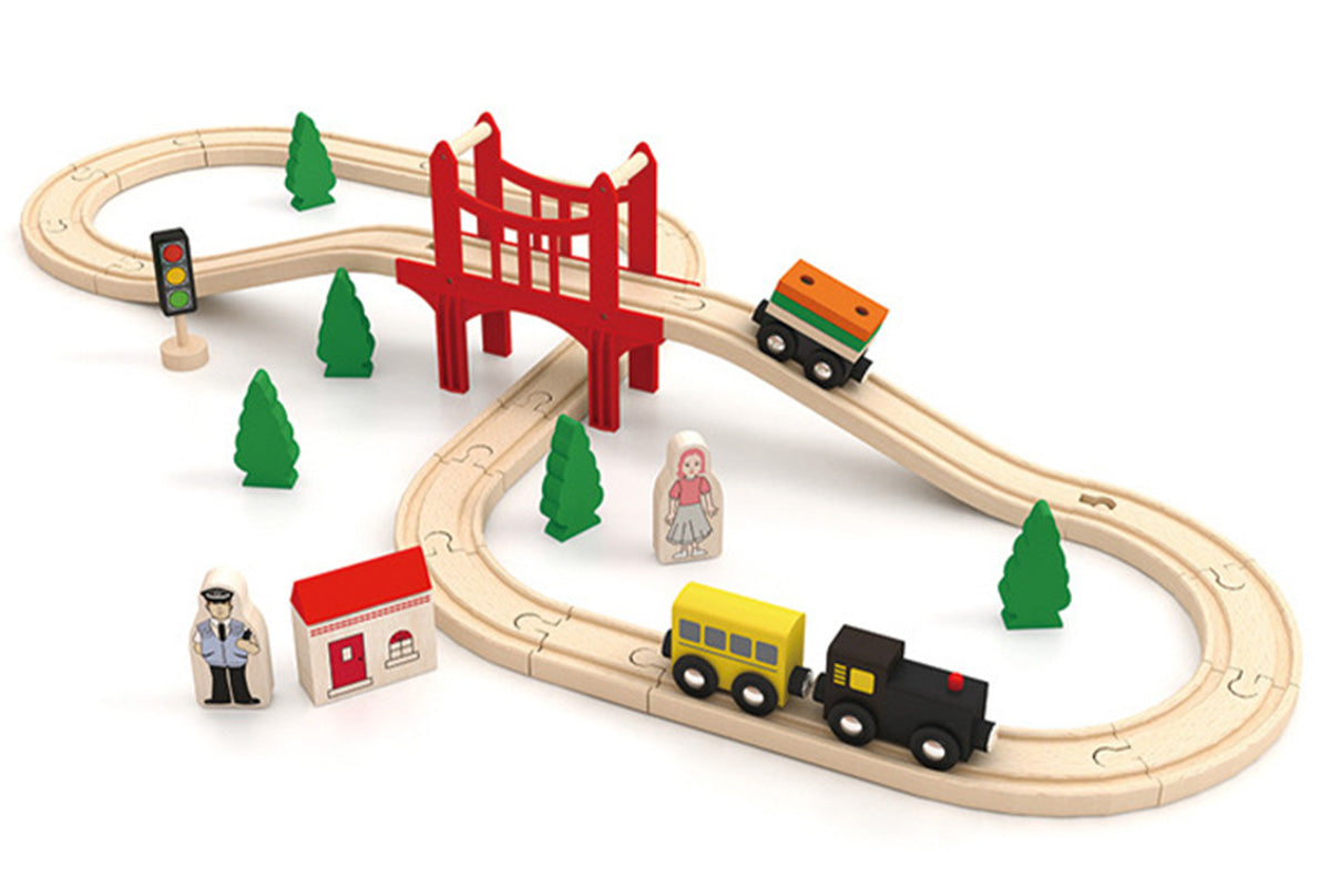 Wooden Train Set Wooden Tracks Expandable Changeable for 6 Years Old Girls Boys