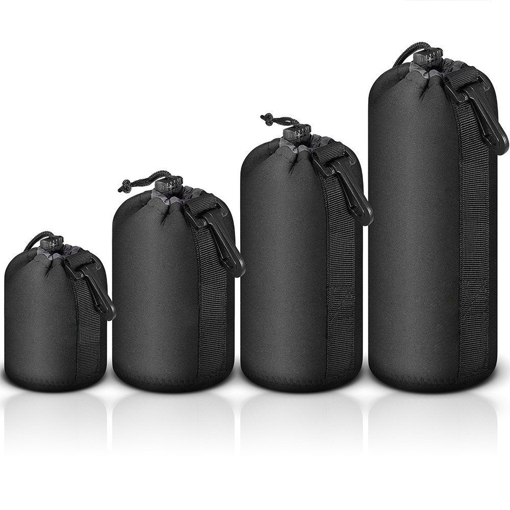 4Pack DSLR Camera Lens Pouch Case Bag Cover Canon Nikon Sony Panasonic