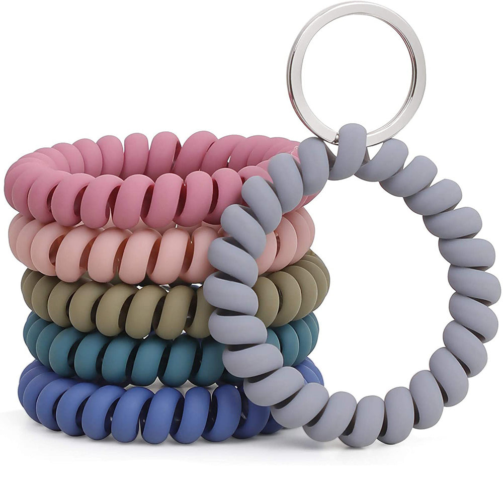 6Pcs Stretch Wrist Coil Keychains for Keys Cards and ID Badges