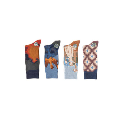 4 Pairs Women Novelty Crew Socks