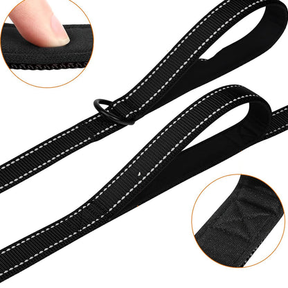 Reflective Dog Training Lesh with Double Handle Lead