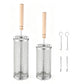 2 Pack Stainless Steel Rolling Grill Baskets with Engineered Wood Handles