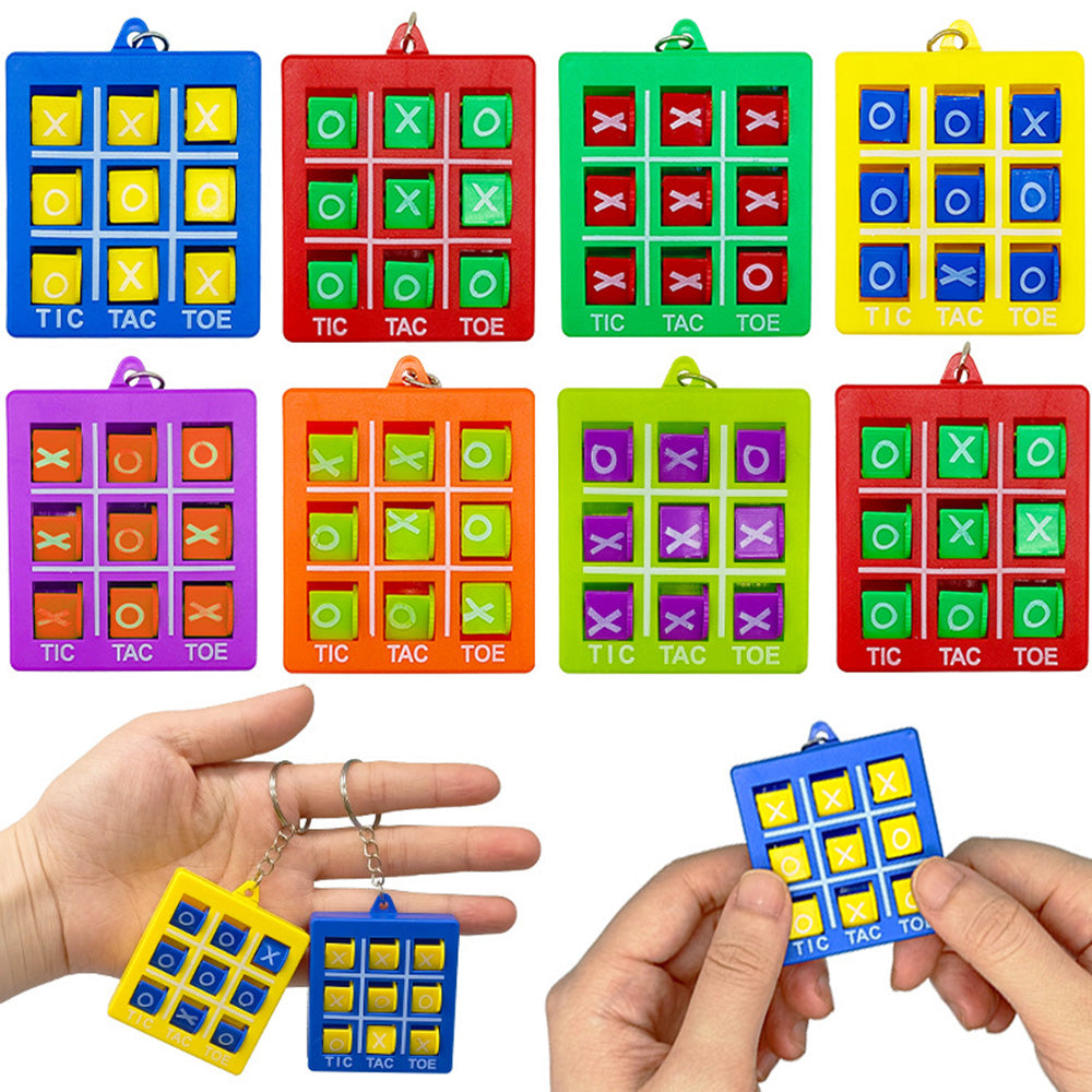 10-Pack Portable Tic Tac Toe Game Colorful Keychain Set