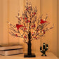LED Vintage Christmas Tree with Red Cardinals and Warm White Glow