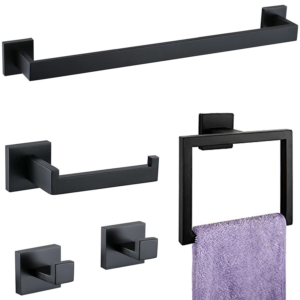 5Pcs Bathroom Towel Bar Set Stainless Steel 40cm Wall Mounted Towel Racks