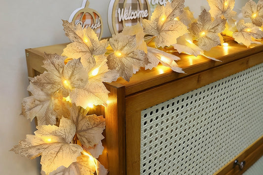 LED Maple Leaves Garland with Lights Fall Decorations for Home Christmas