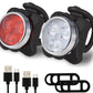 2Pcs USB Rechargeable Bike Lights Front and Rear LED Set
