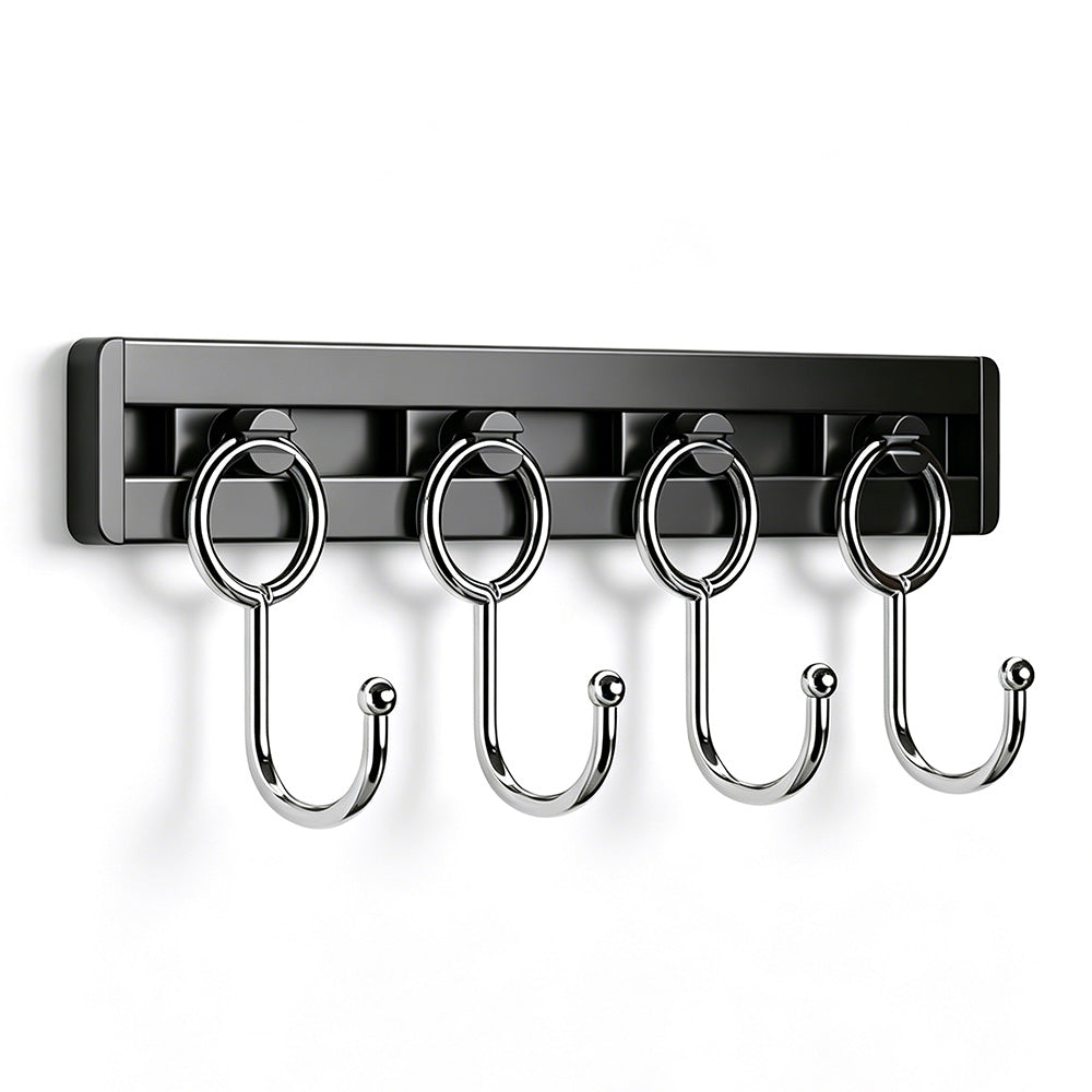 Stainless Steel Wall Mounted Kitchen Hooks Rack No Drill Utensil Organizer