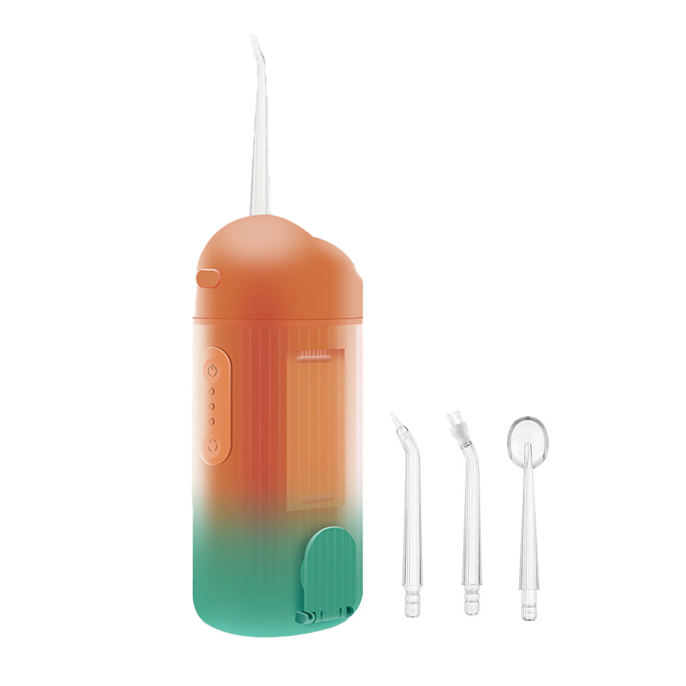 Mini Cordless Water Flosser Teeth Cleaner For Braces with Stretchable 240ML Water Tan