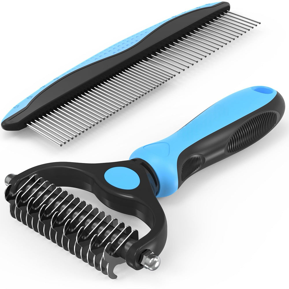 Two Sets Pet Grooming Combo Shedding and Dematting Brush for Dogs Cats