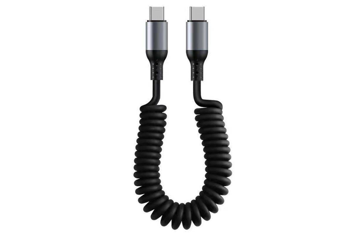 USB C To C Cable Car Coiled Type C Charging Cable For iPhone Samsung