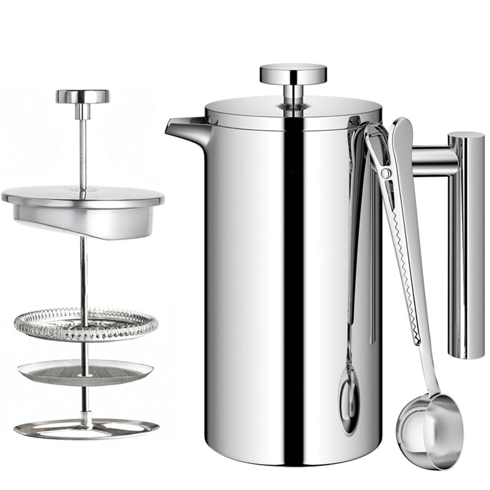 French Press Coffee Maker 304 Stainless Steel Double-Wall Insulated for Camping and Home