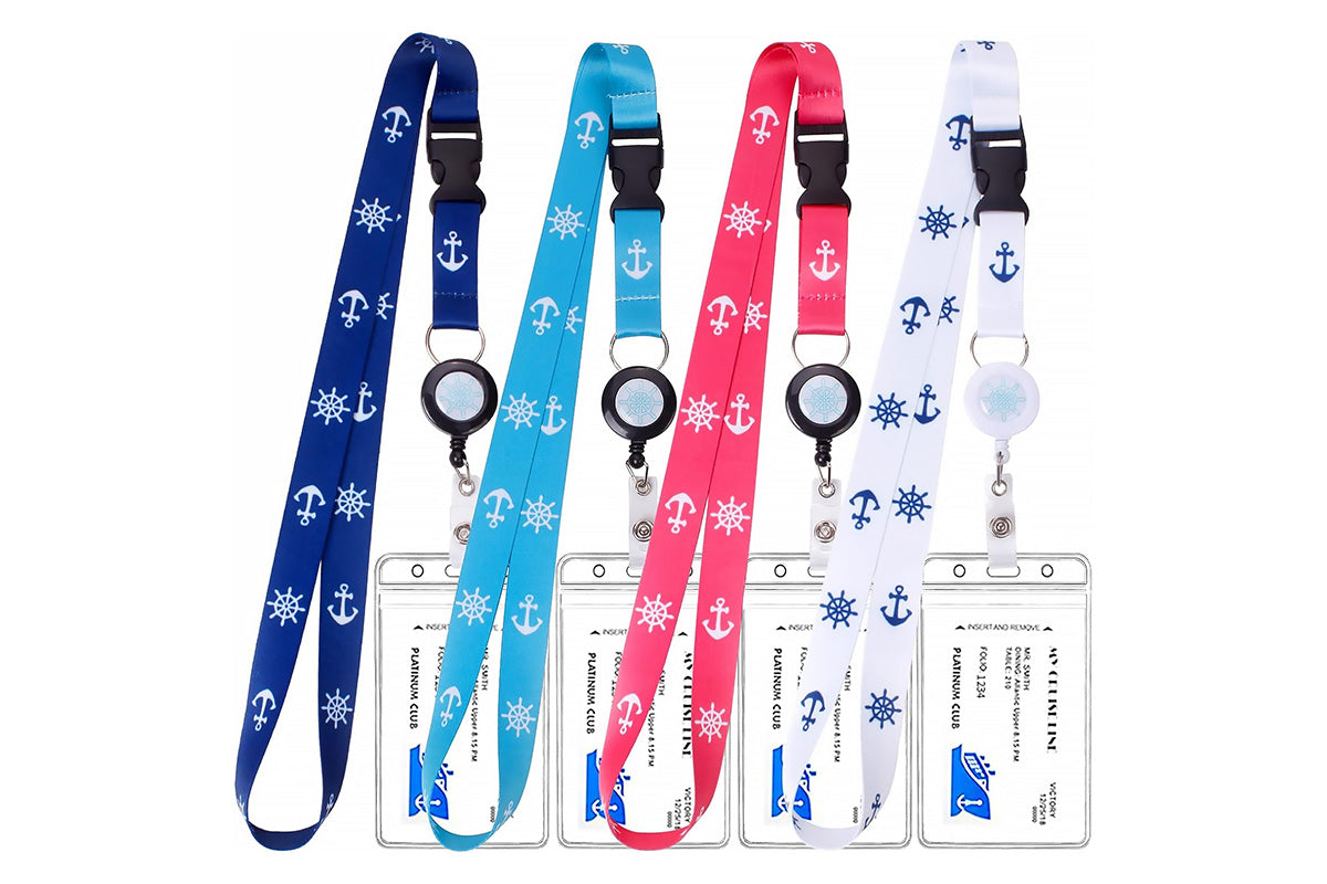 4PCS Cruise Lanyard with Retractable Badge Holder and Waterproof ID Card Holder