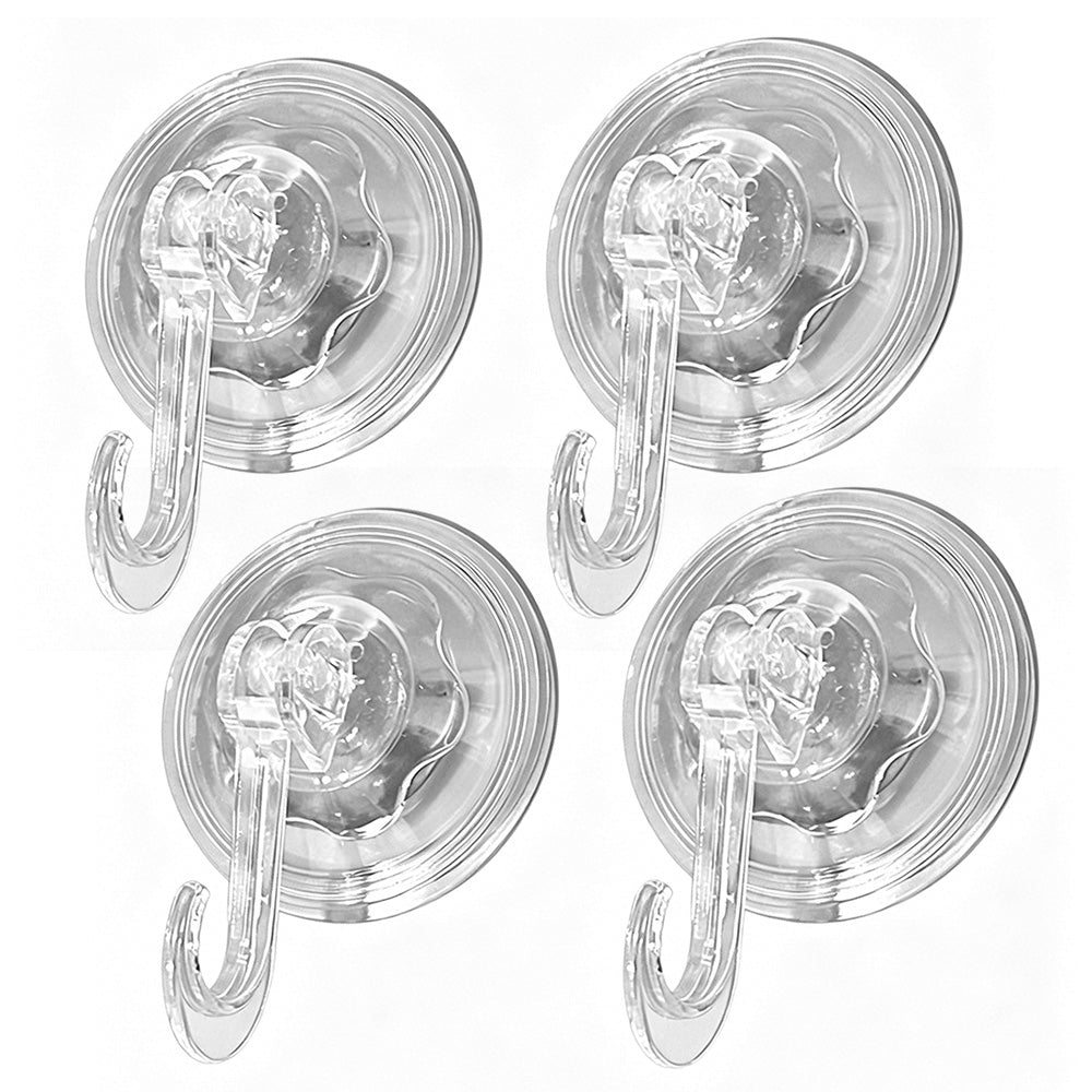 4Pcs Clear Vacuum Suction Cup Hooks Drill Free for Smooth Surfaces