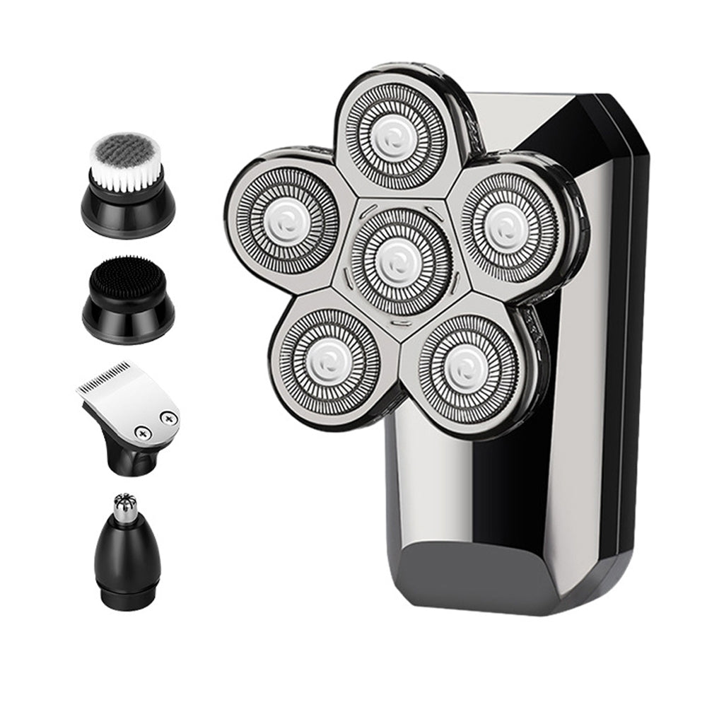 5-in-1 Electric 6D Rotary Shaver Hair Trimmer Cordless Water-resistant Barber