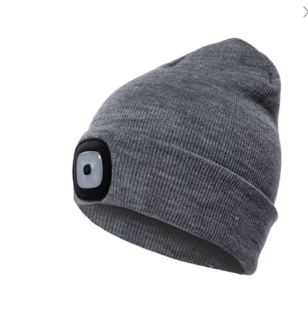 LED Beanie Hat USB Rechargeable LED Light Hat Winter Warm Knitted Hat Camping Workwear Hat with LED Light