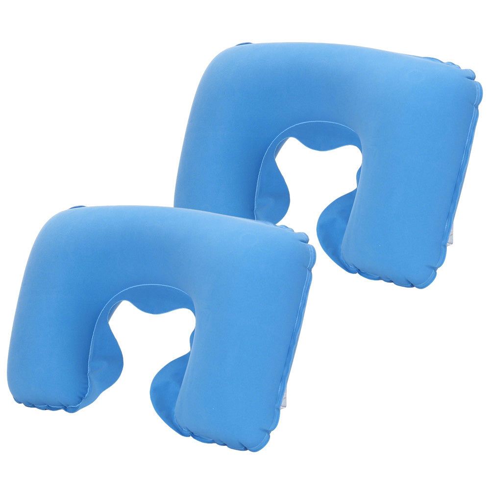 2 Pack Inflatable Travel Neck Pillow U Shaped for Car Plane Soft Velvet PVC Portable