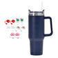 40oz Stainless Steel Water Tumbler with 10Pcs Cute Silicone Straw Caps For Stanley  Cup