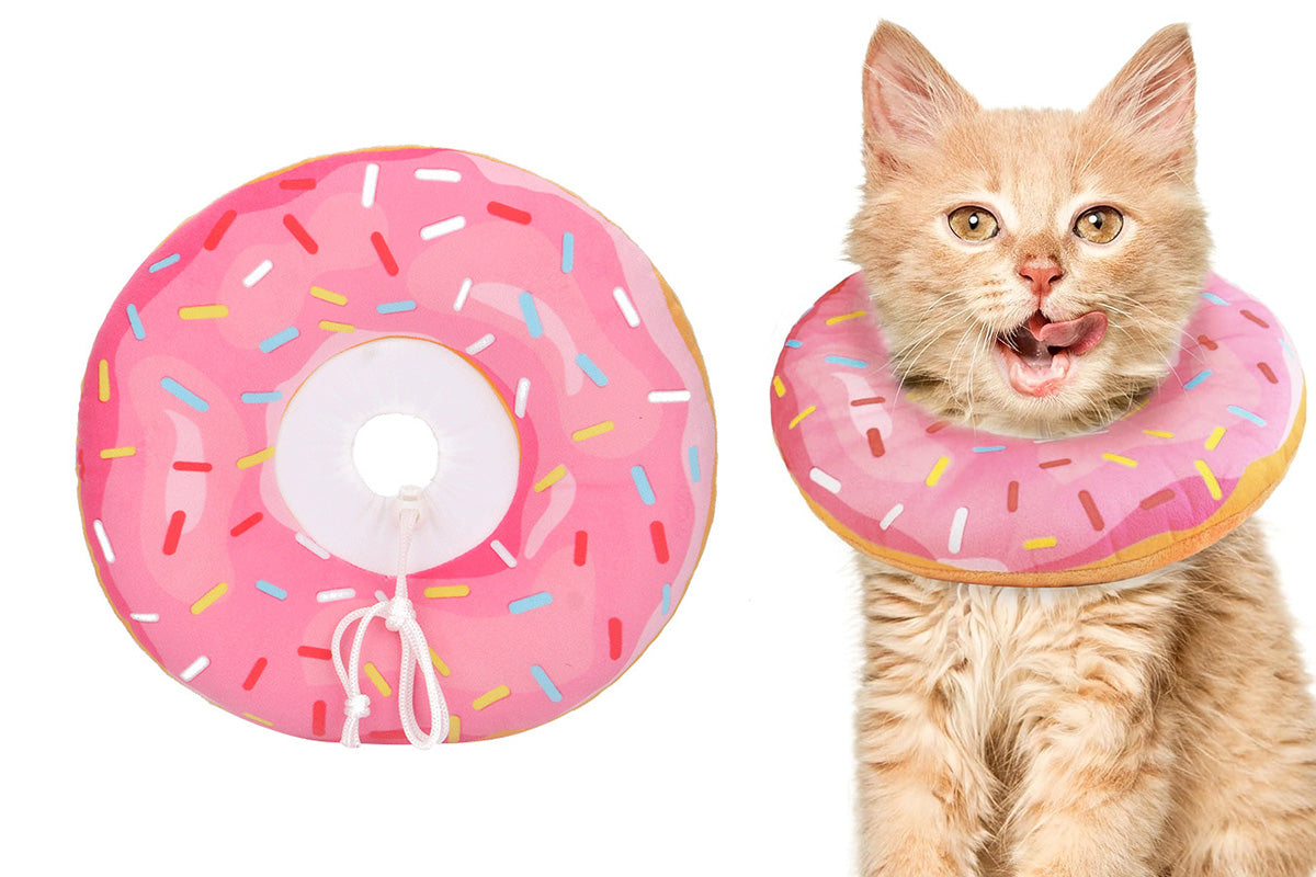 Cat Cone Soft Collar Adjustable Kitten Recovery Cones Cat Donut Collar-Pink