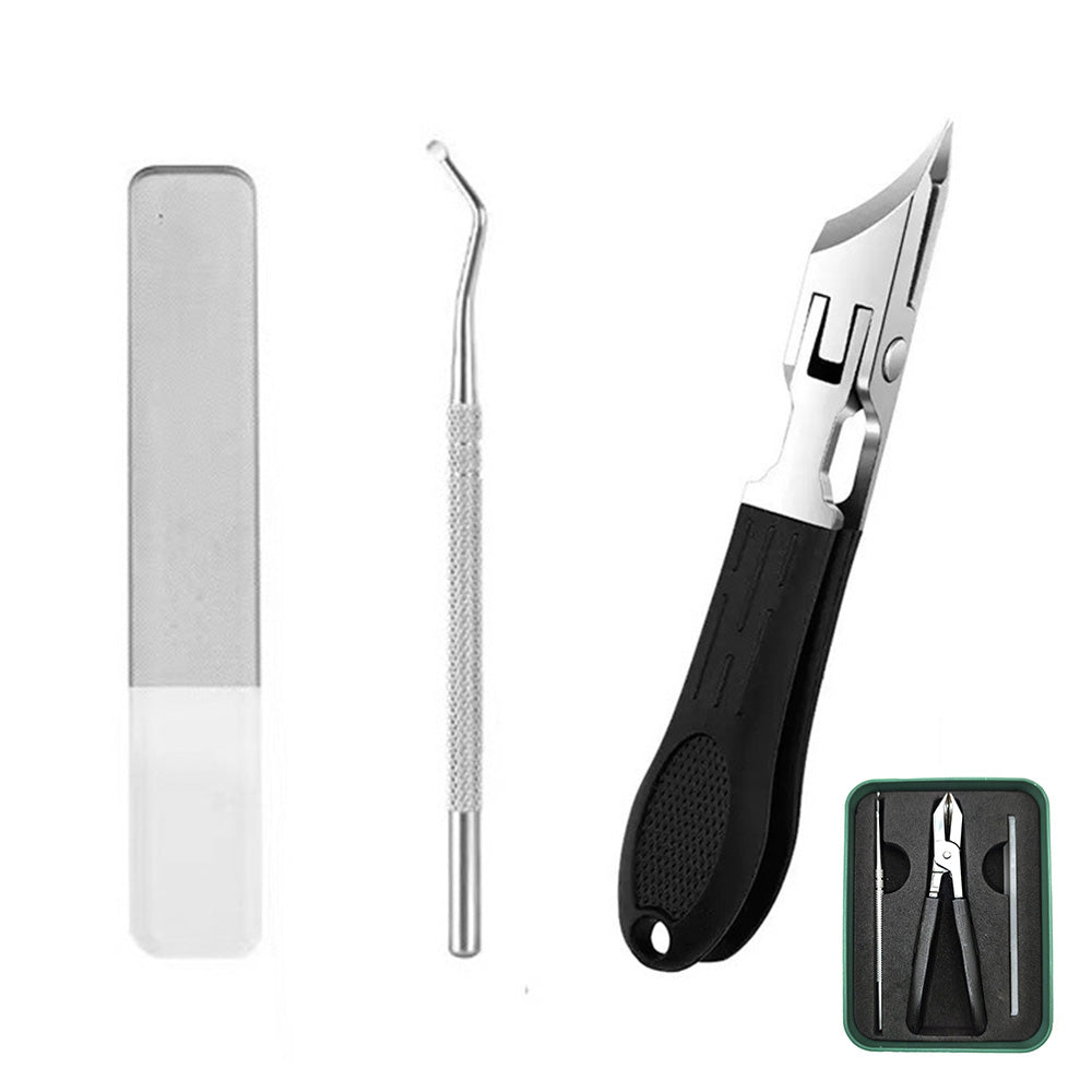 3 Piece Slanted Nail Clipper Set with File and Cleaner Tool