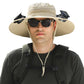 Outdoor Wide Brim Sun Hat with 2 Solar Fans Fans