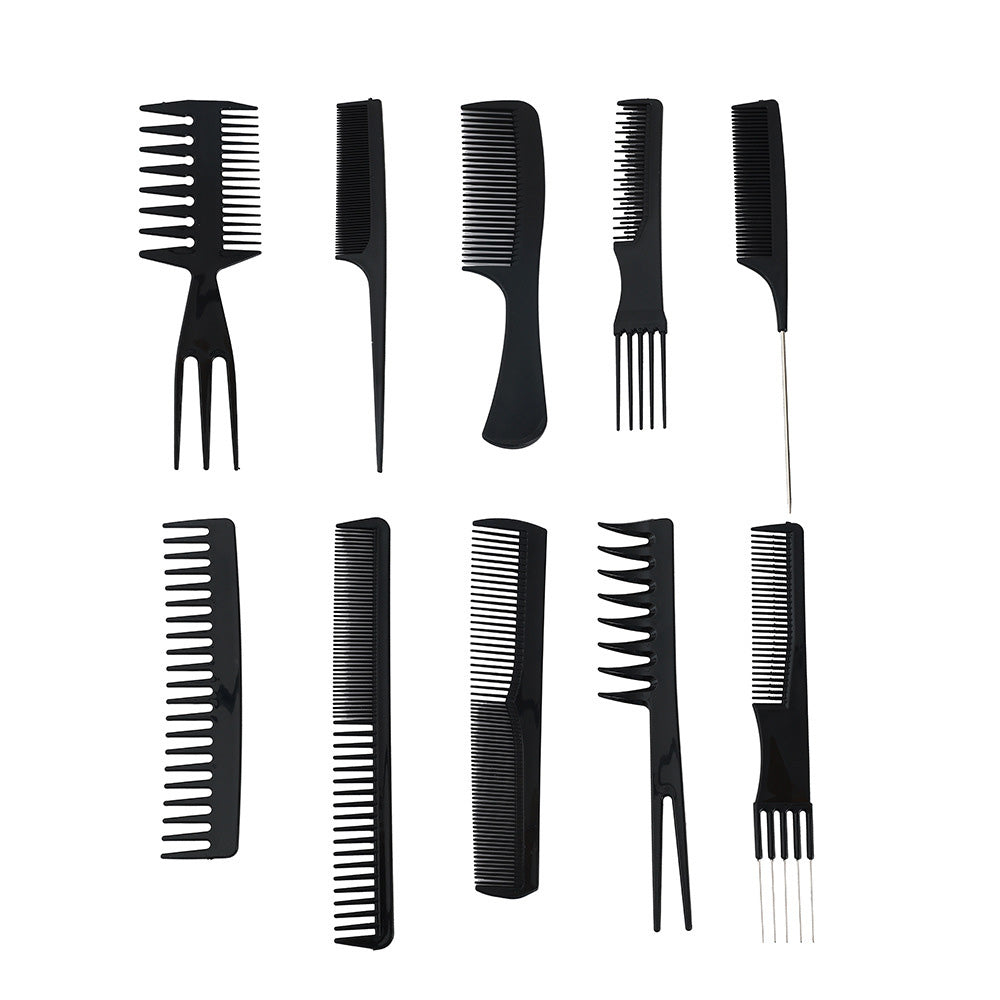 10Pcs Hair Brush Set with PVC Storage Box for Barbershop Salon and Home Use