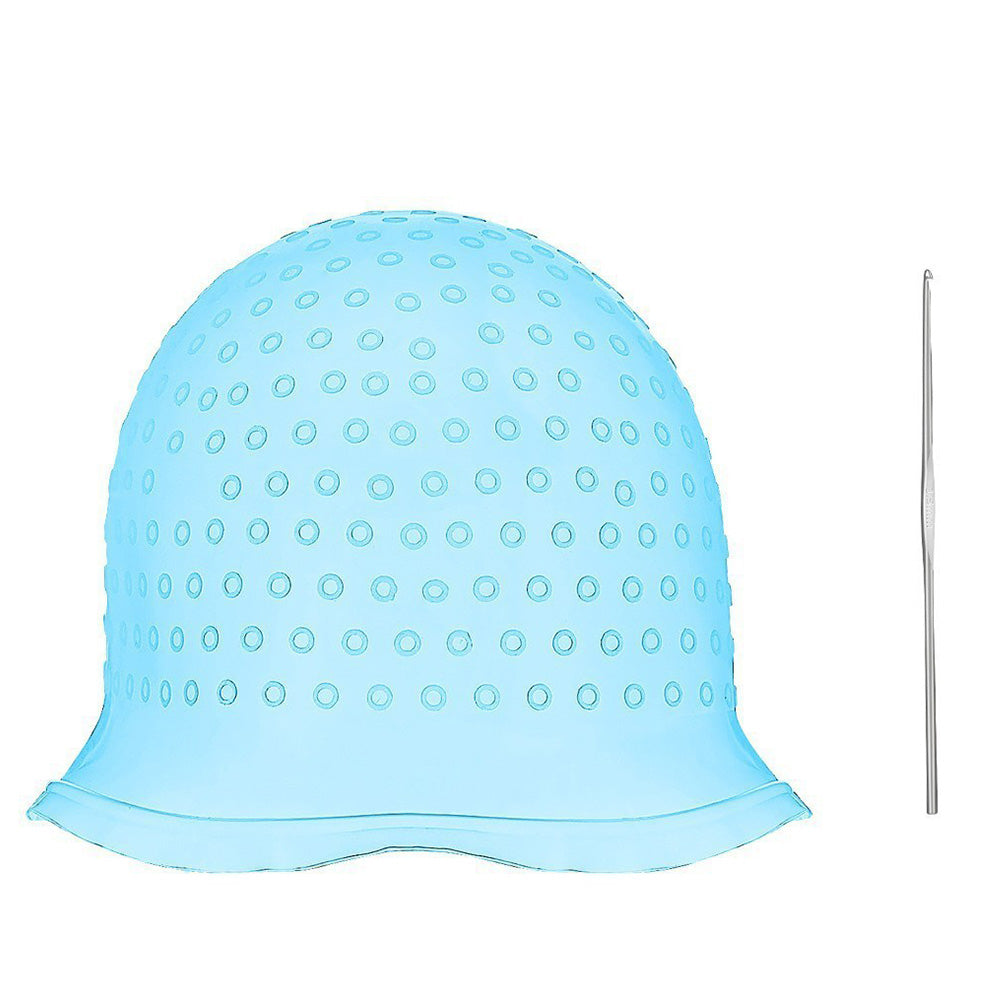 Reusable Silicone Hair Highlighting Cap with Stainless Steel Hook