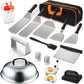 17Pcs Stainless Steel Flat Top Griddle BBQ Cooking Tool Set