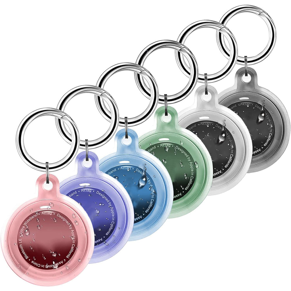 6 Pack TPU Airtag Protective Case with Key Ring Anti Scratch Full Body Transparent Cover for Apple Airtags