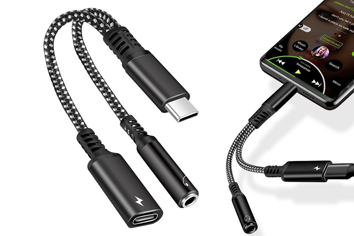 2-in-1 Type-C Audio and Charging Adapter for USB-C Devices with 30W Fast Charge