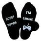 Funny Gaming Socks with Do Not Disturb I Am Gaming Text