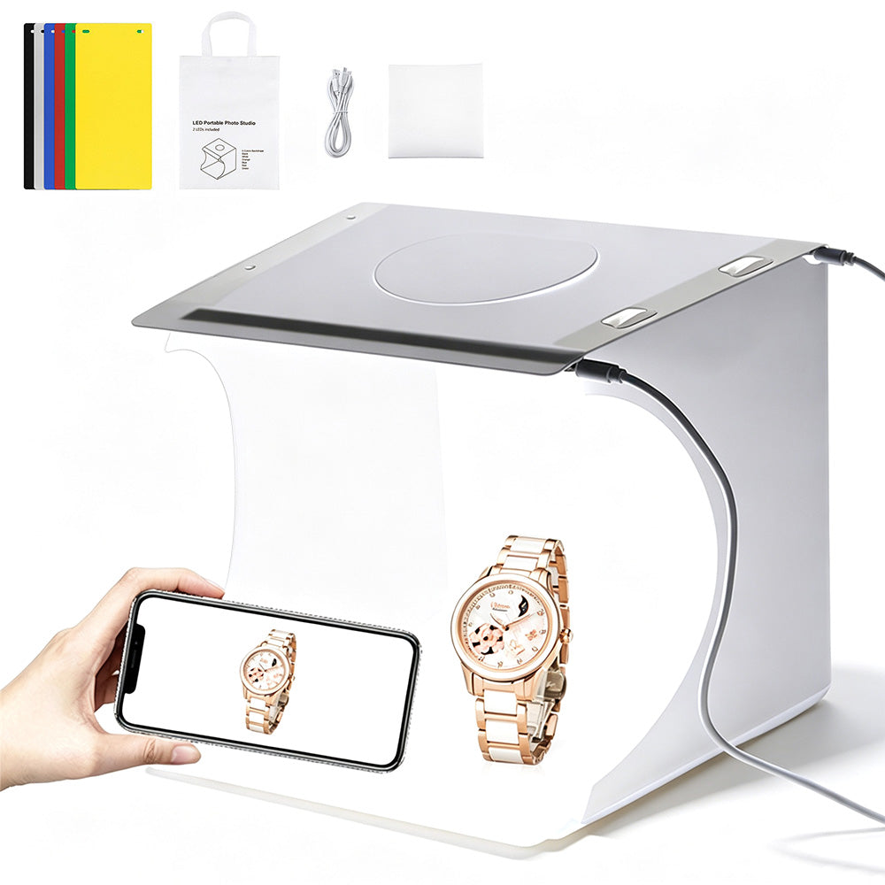 Photo Light Tent with LED 6 Backdrops Foldable Photo Studio Light Box for Jewelry Watch
