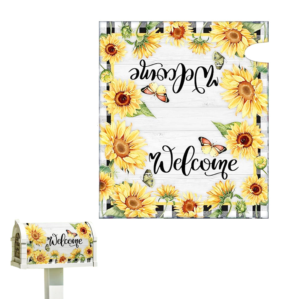 2Pcs Sunflower Adhesive Mailbox Cover for Outdoor Garden Decor