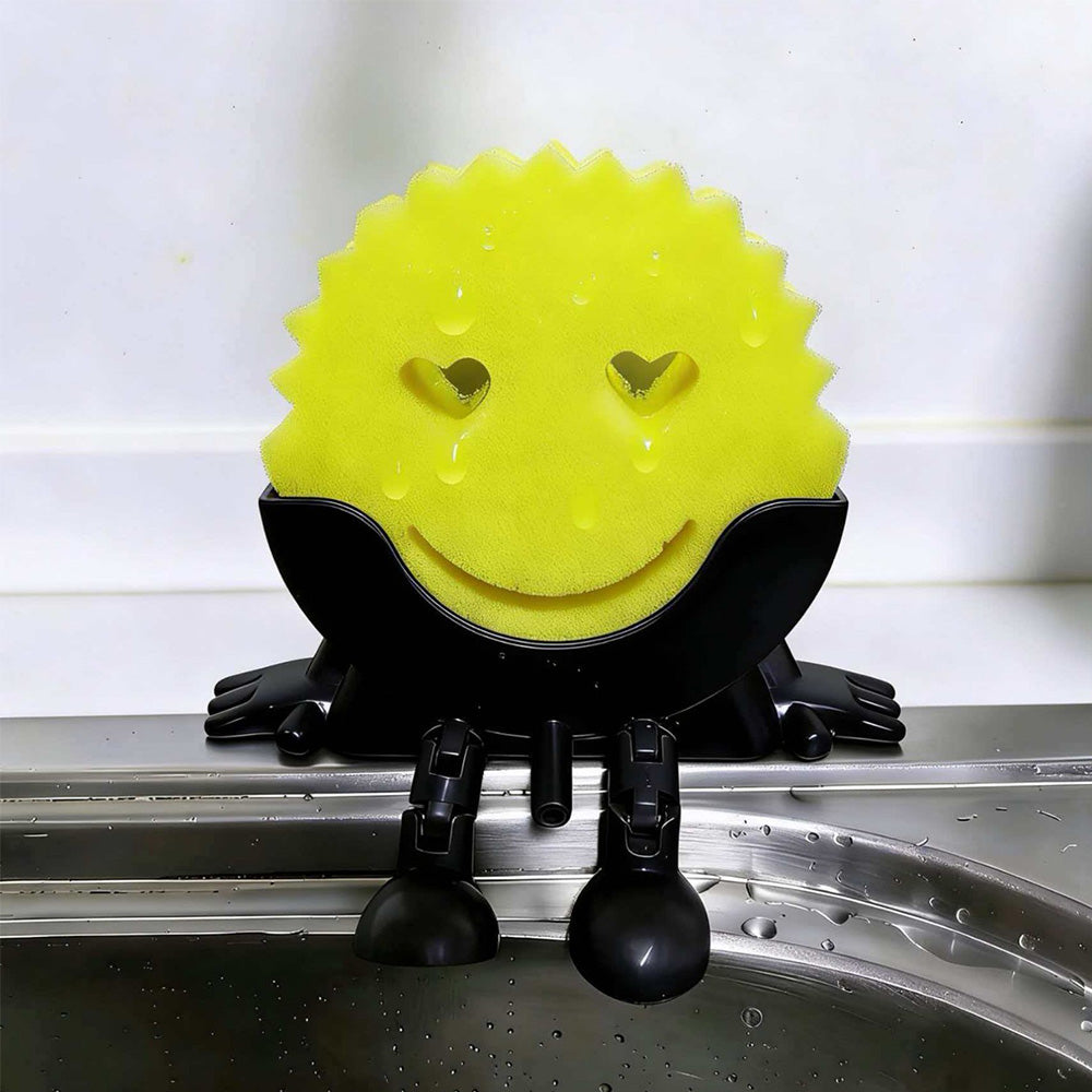 Smiley Face Sponge Holder Sink Drain Rack for Sink Edge