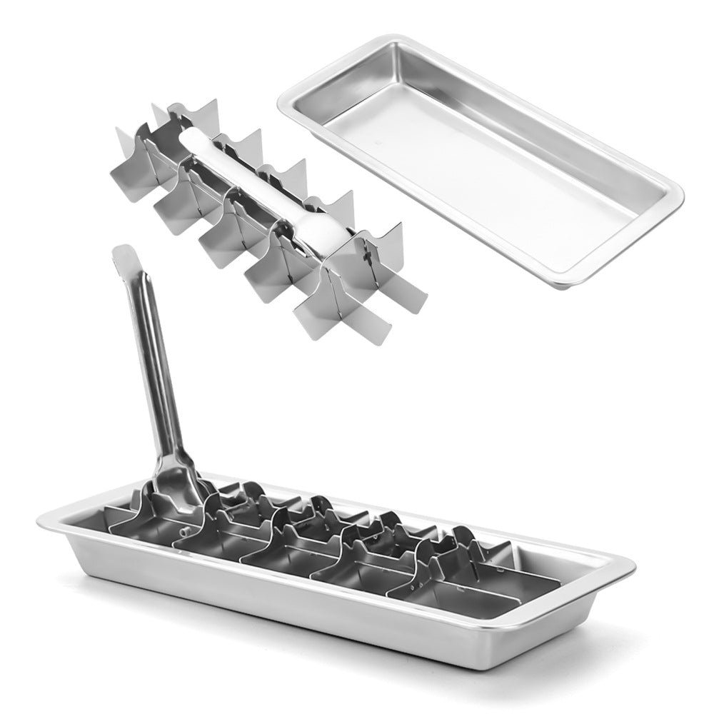 304 Stainless Steel Ice Cube Tray with Release Handle 18 Cubes