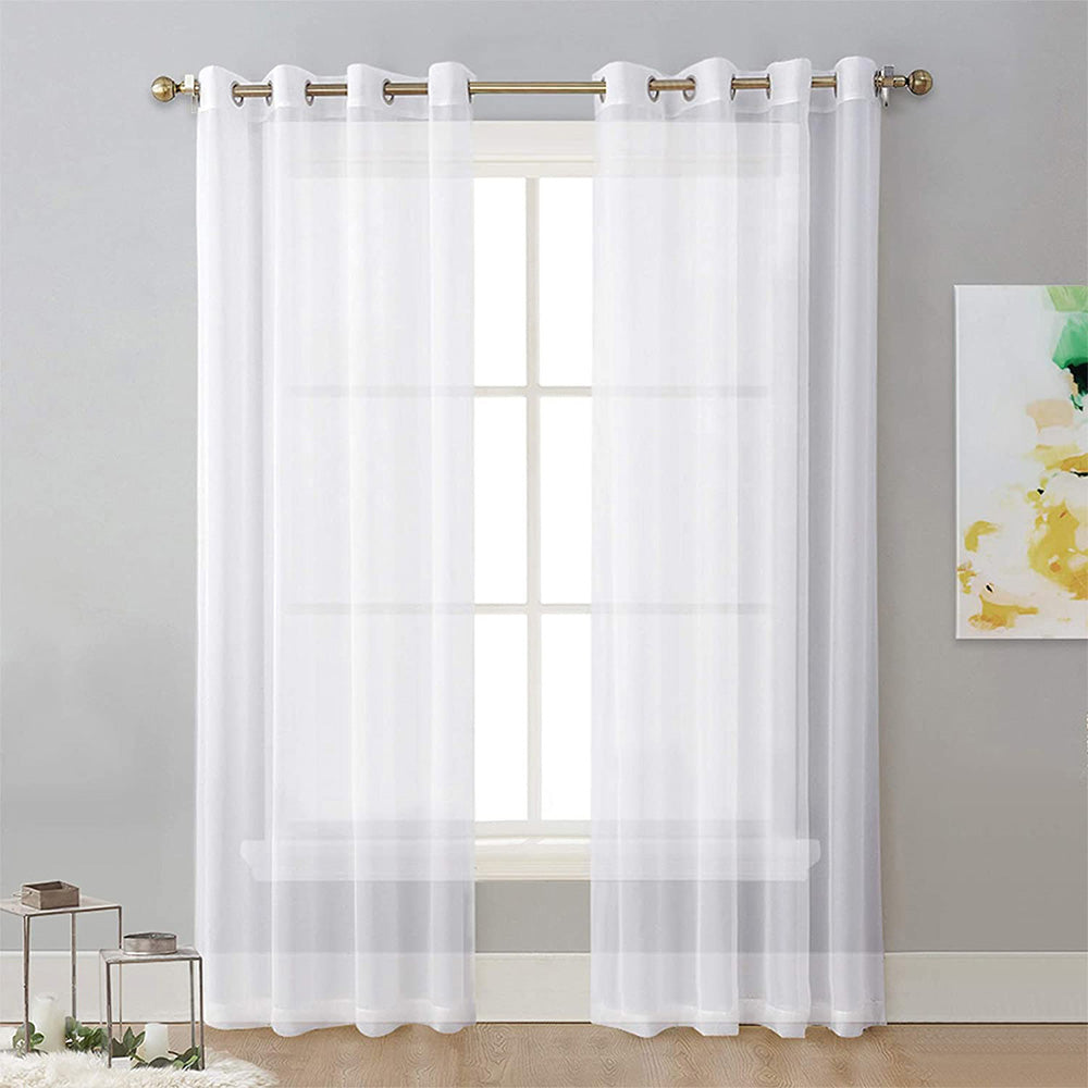 2Pcs 210x134cm Rod Pocket Sheer Curtain Voile Curtain Window Drape Privacy Draperies for Living Room